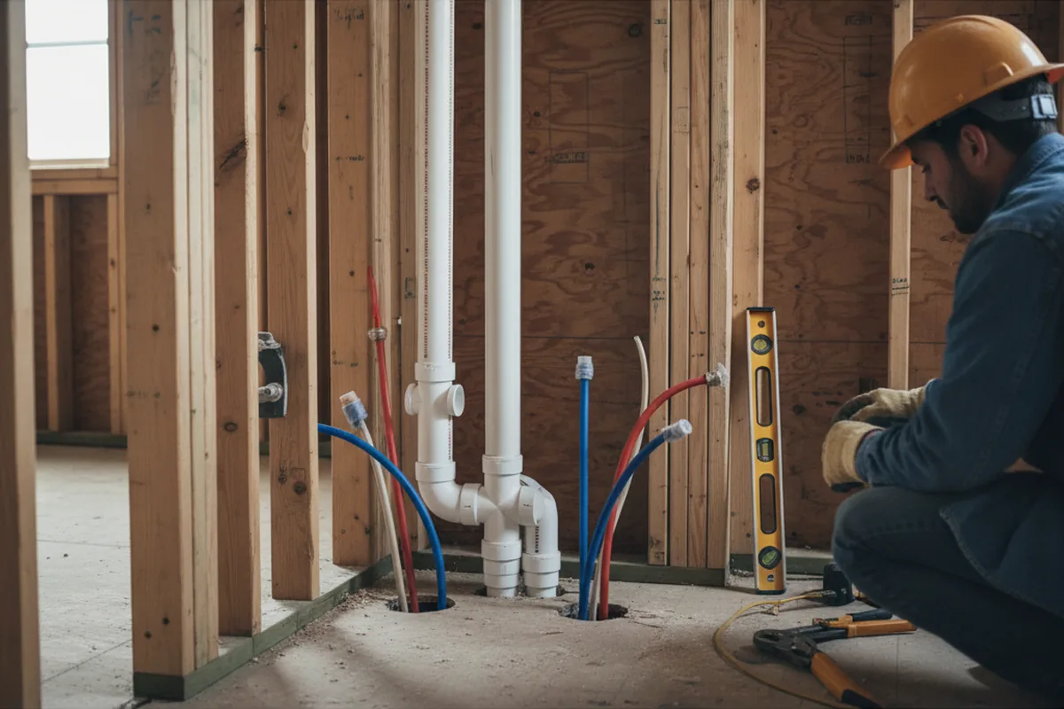 Drain and supply rough-in during Garbage Disposal Repair in Preston
